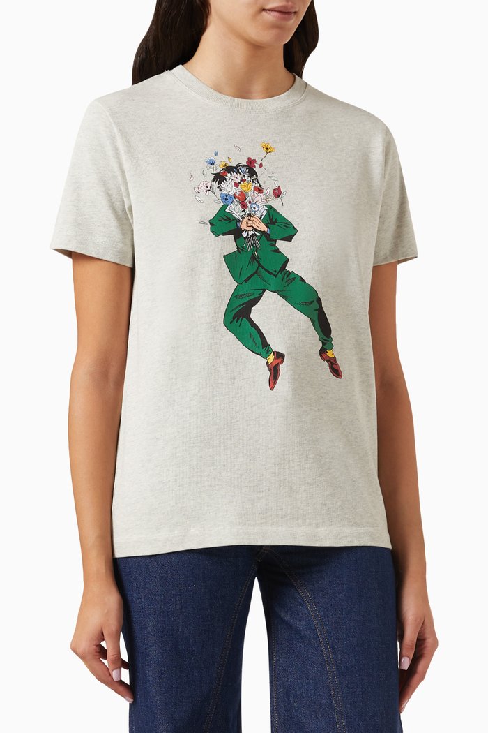 Graphic Printed T-shirt in Cotton-jersey, Grey