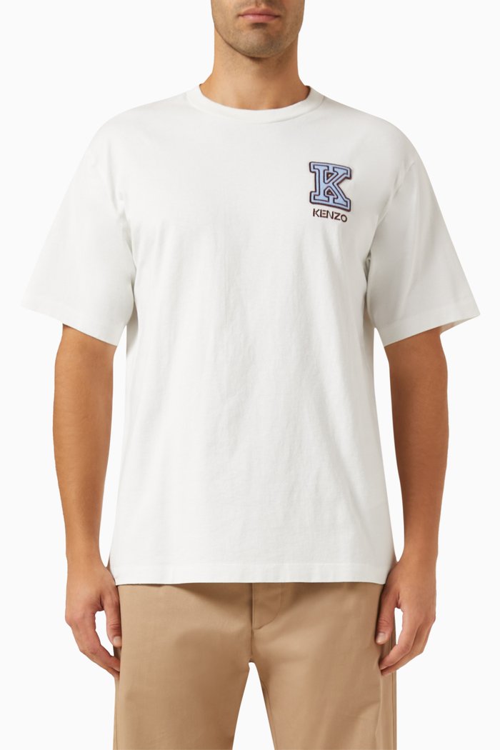 Logo-crest T-shirt in Cotton, Neutral
