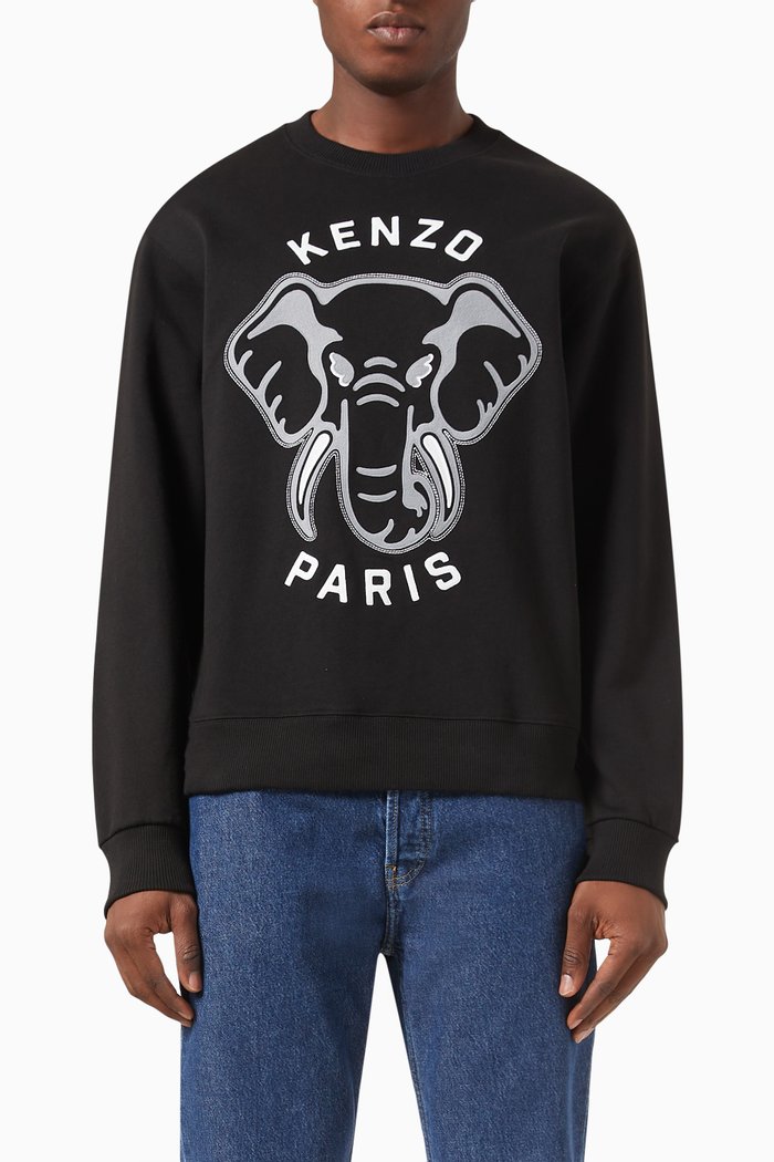 

Elephant Sweatshirt in Cotton, Black
