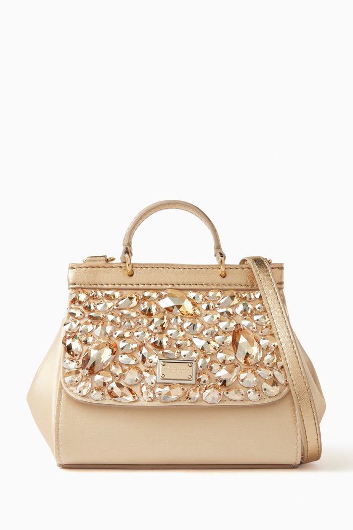 

Mini Sicily Bag in Satin, Gold