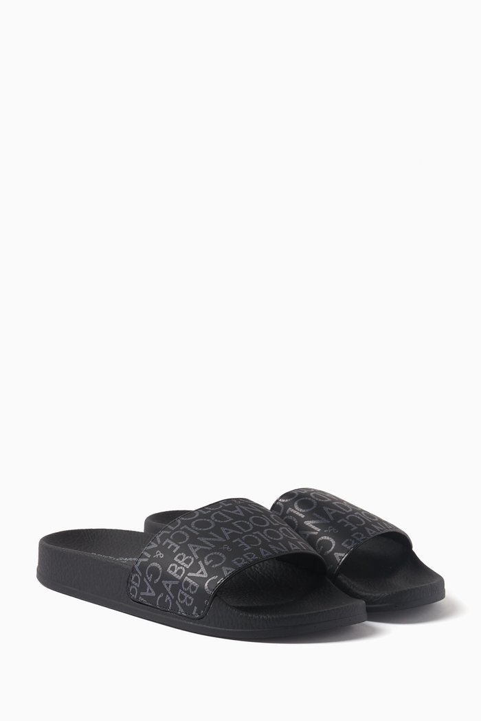 

All-over Logo Slides in Rubber, Black