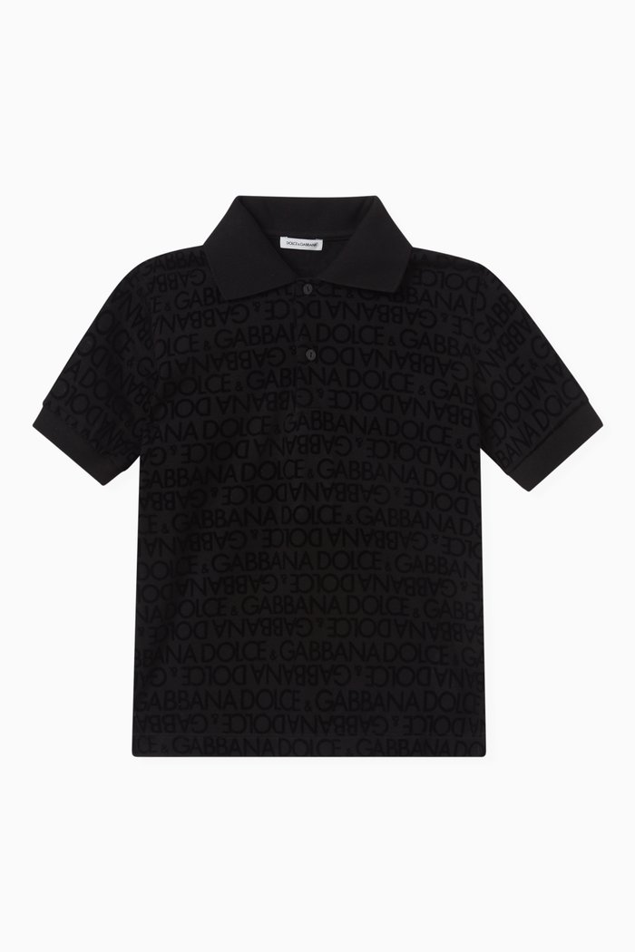 

Logo-print Polo Shirt in Cotton, Black
