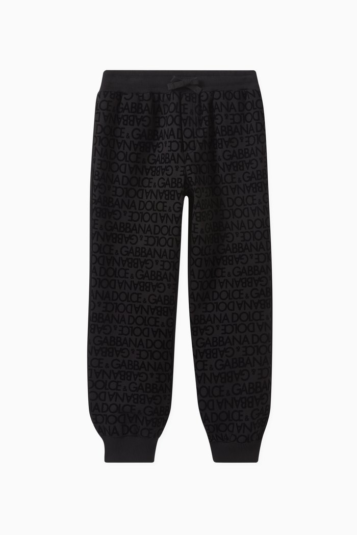 

Flocked Logo Sweatpants in Cotton, Black
