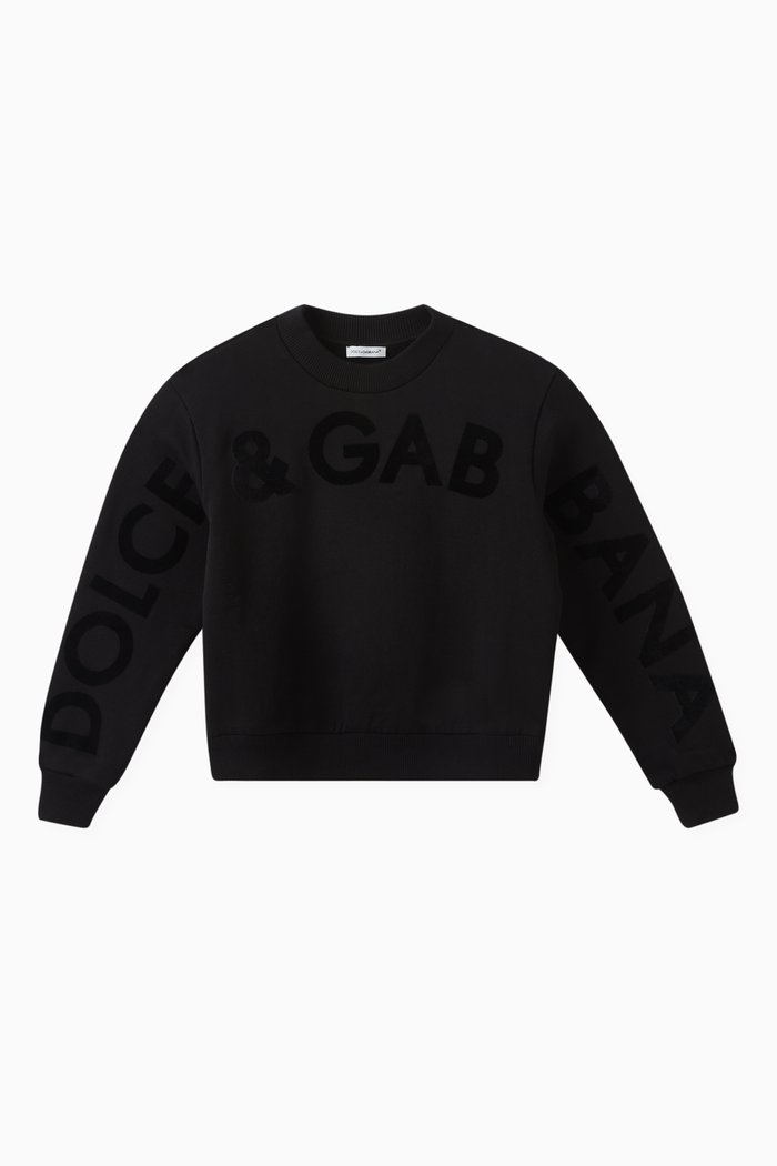 

Flocked Logo Sweatshirt in Jersey, Black