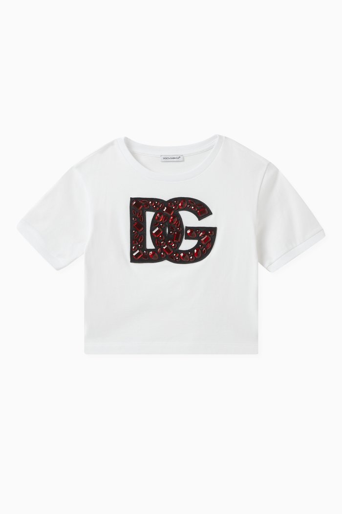 

Rhinestone-embellished Logo T-shirt in Cotton-jersey, White