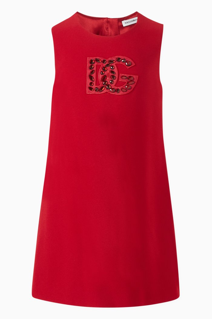 Rhinestone-embellished Logo Dress in Jersey, Red