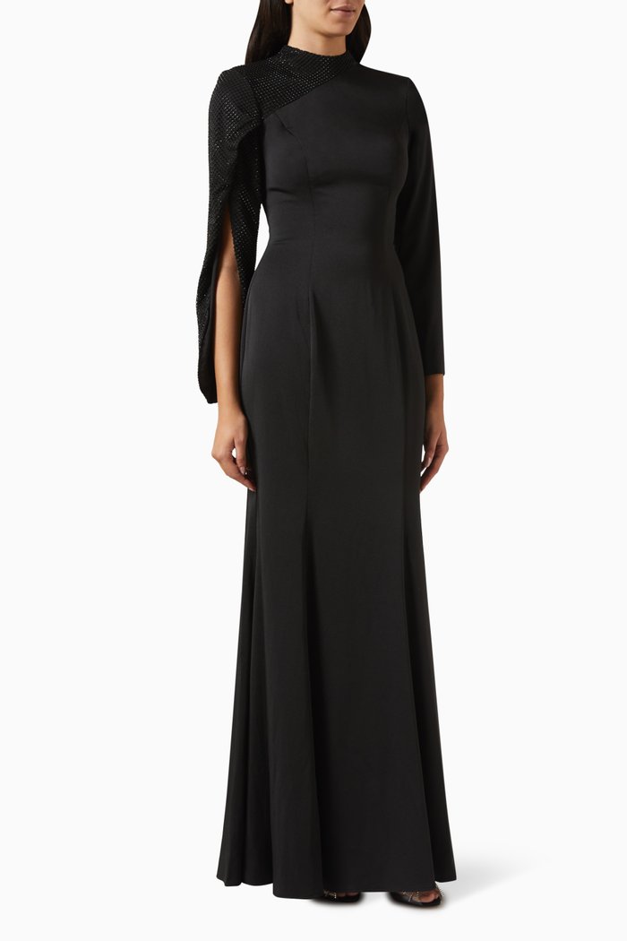 Crystal-embellished Maxi Dress, Black