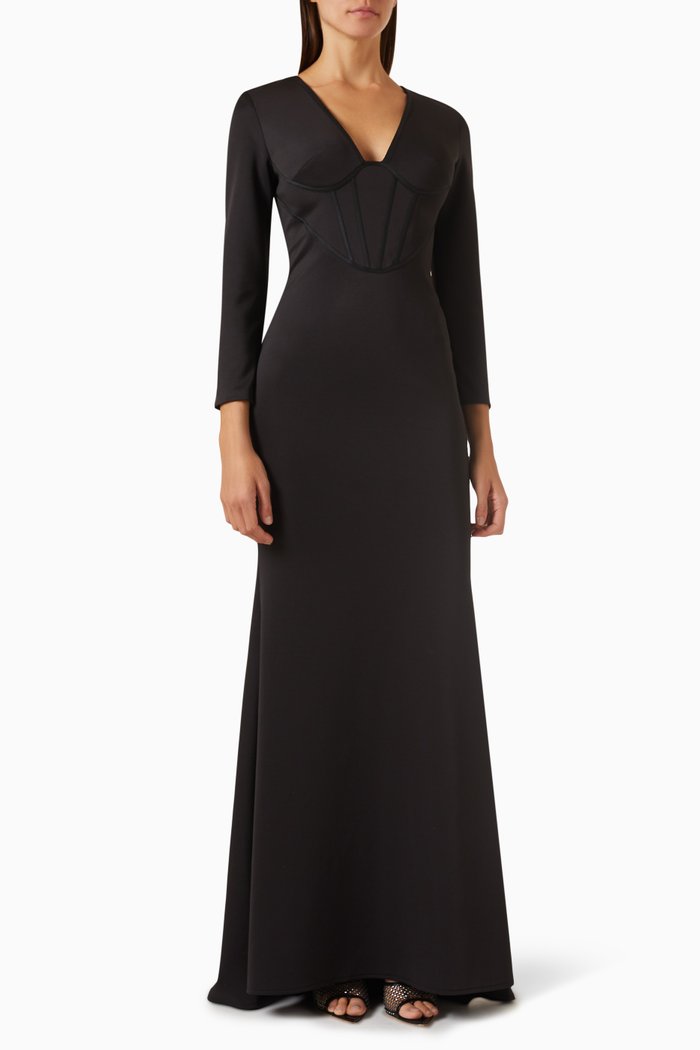 

V-neck Corset Gown, Black