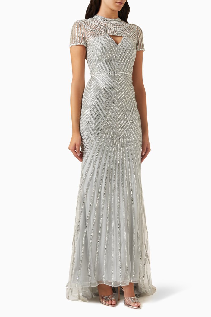 

Bead-embellished Dress, Silver