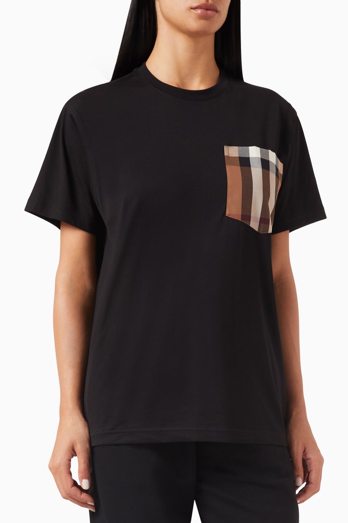 

Vintage Check Pocket T-shirt in Cotton, Black