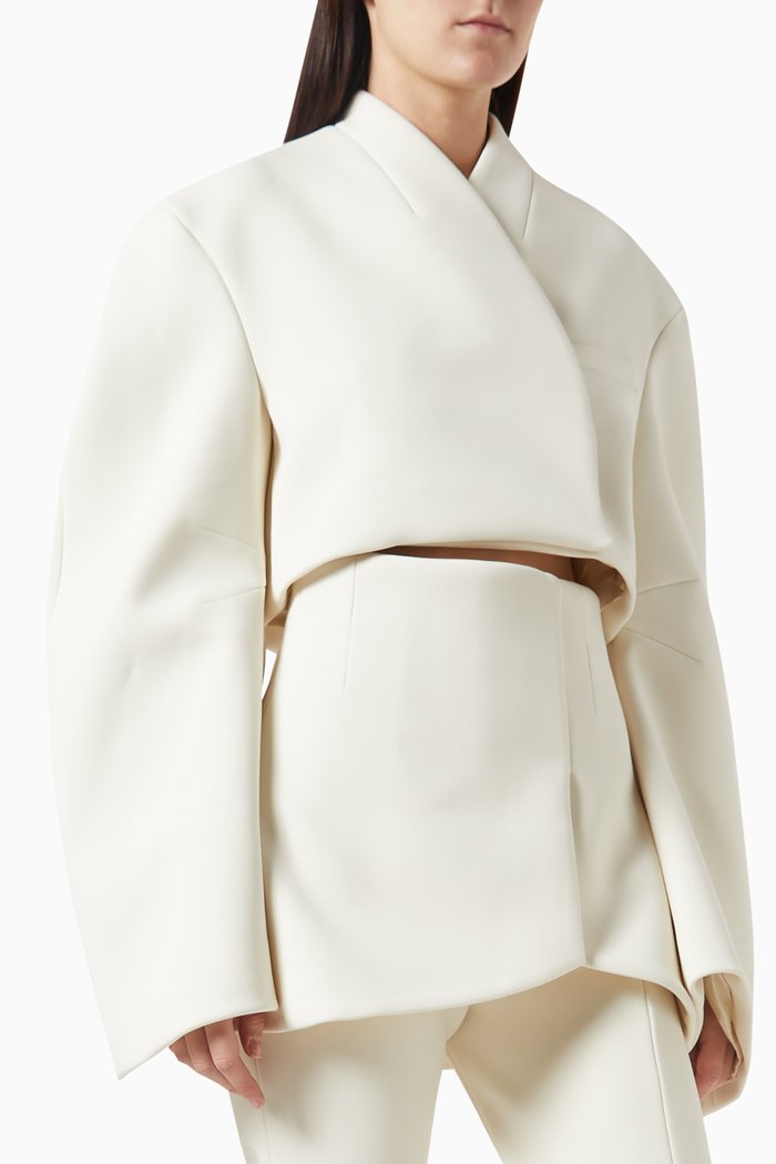 

Rounded Sleeve Cropped Jacket, White