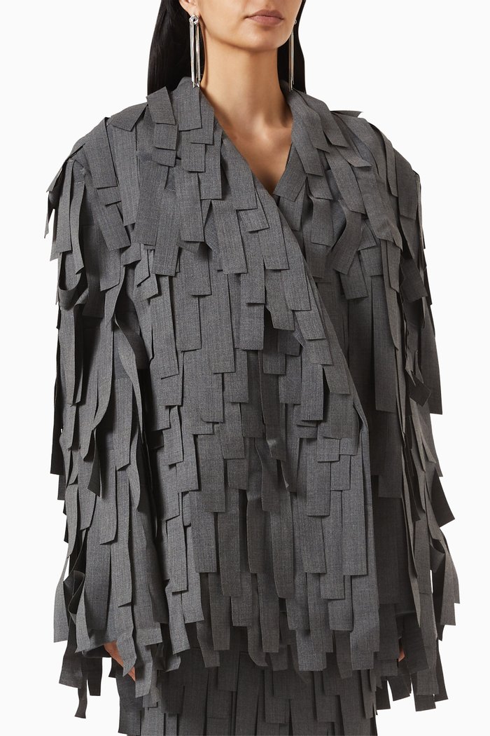

Rectangle-trim Jacket in Stretch-wool, Grey