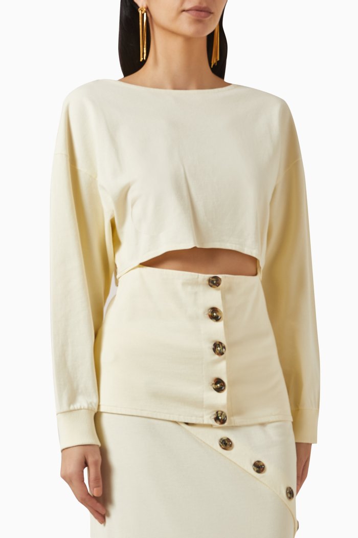

Cut-out Sweatshirt in Cotton-jersey, White