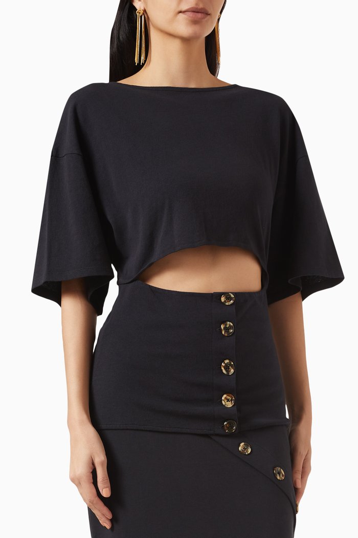 

Cut-out T-shirt in Cotton-jersey, Black