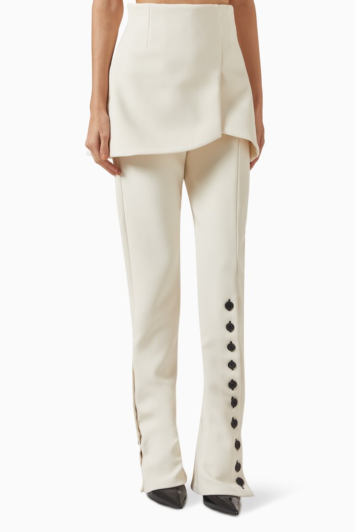 

Button Basque Pants, White