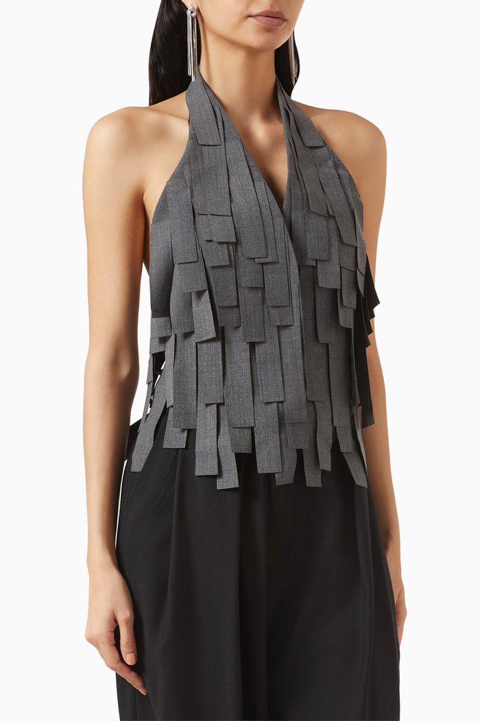 

Rectangle Trim Vest in Stretch-wool, Grey