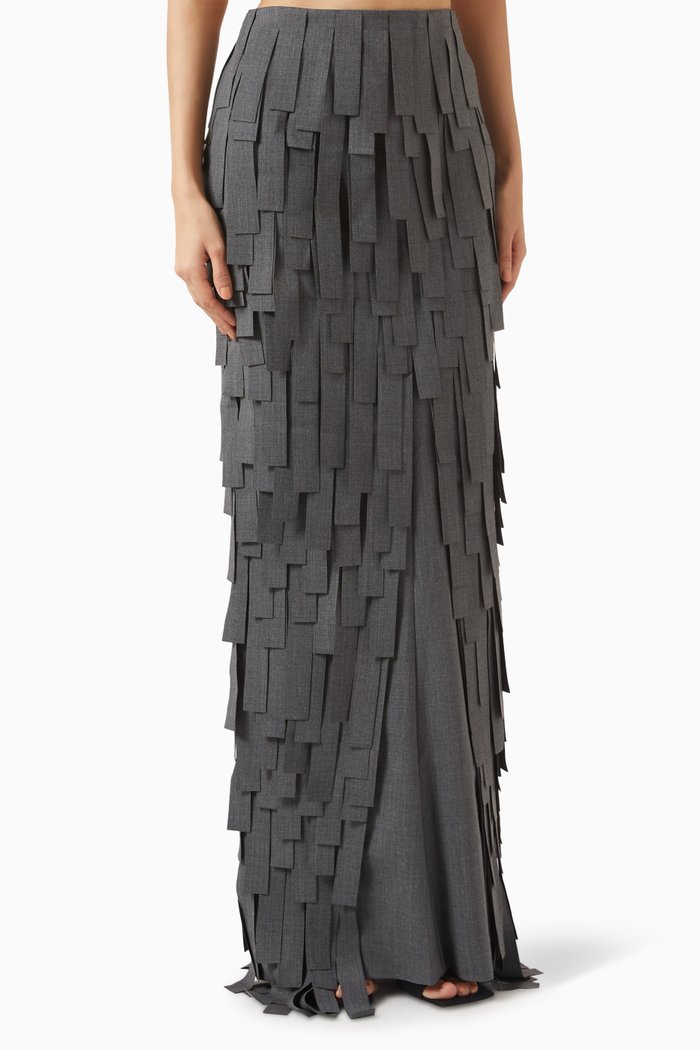 

Rectangle-trim Skirt in Stretch-wool, Grey