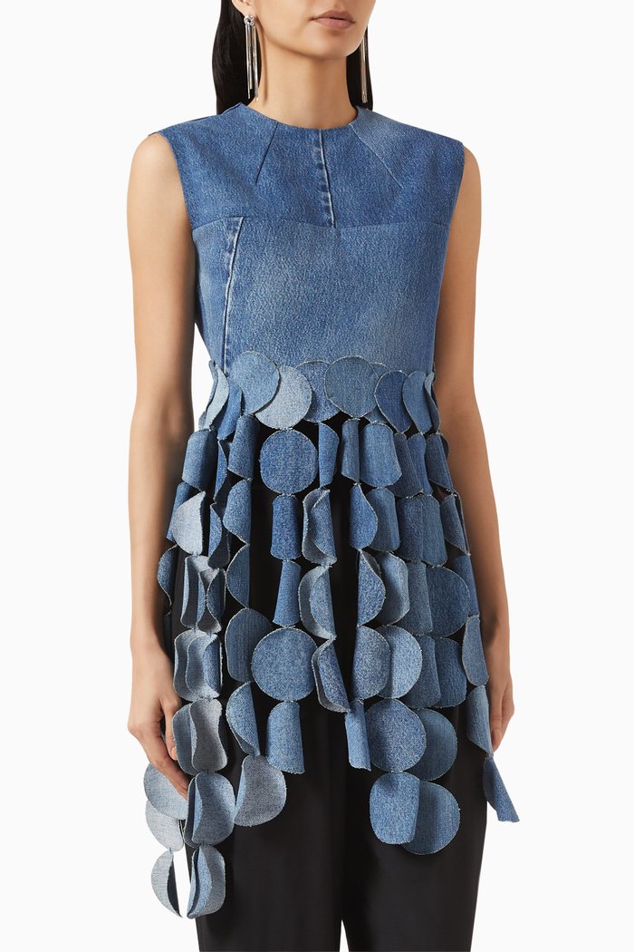 

Multicircle Top in Upcycled-denim, Blue