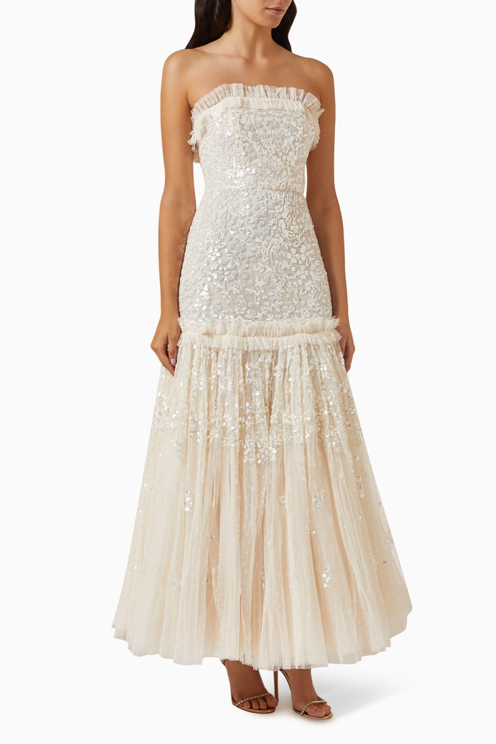 

Regal Rose Gloss Strapless Gown in Tulle, Neutral