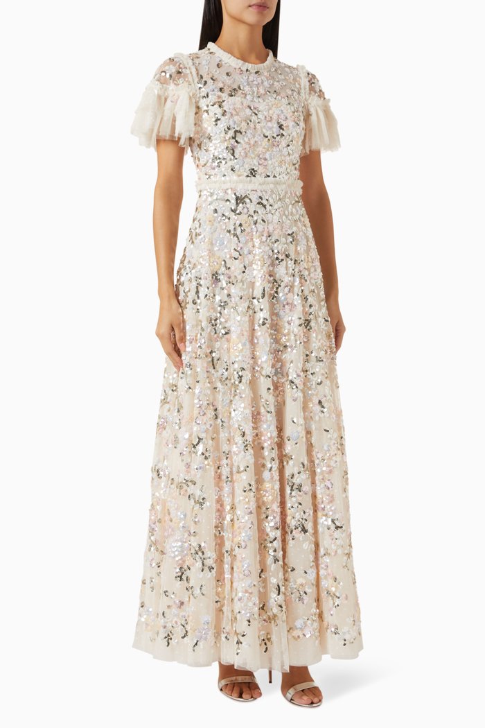 

Dream Garland Gloss Gown in Recycled Tulle, Neutral