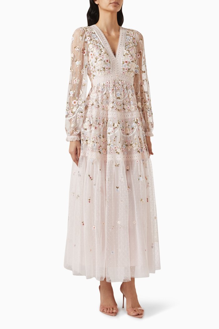 

Garland Ribbon Gown in Recycled Tulle, Pink