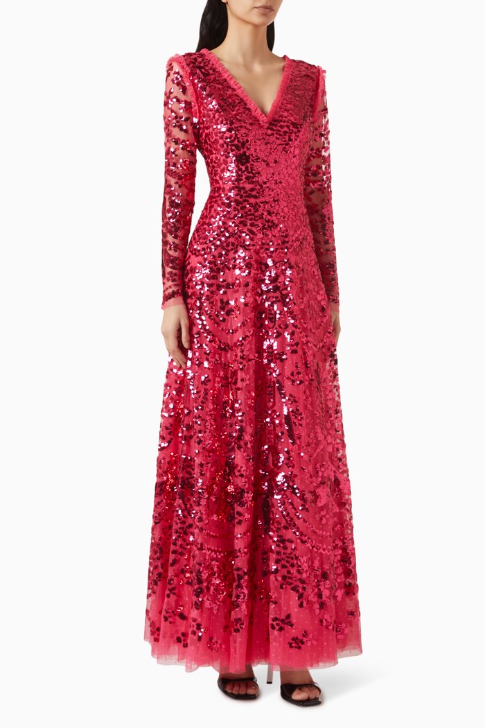 Chandelier Gloss Gown in Recycled Tulle, Pink