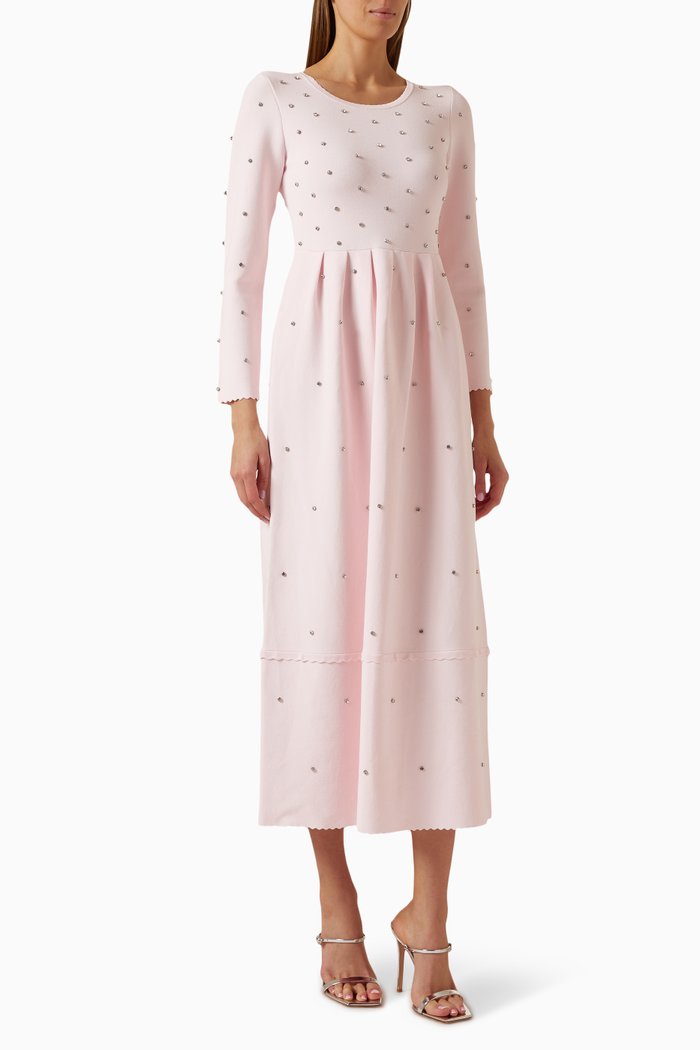 

Embellished Knit Gown in Recycled Viscose, Pink