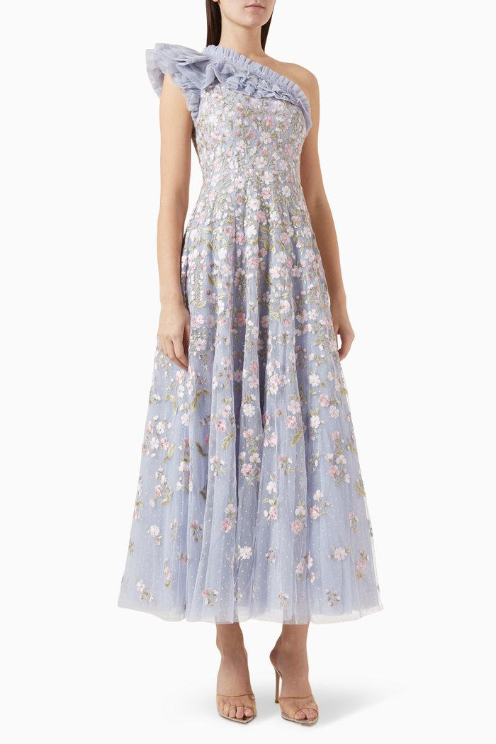 

Posy Pirouette One-shoulder Gown, Blue