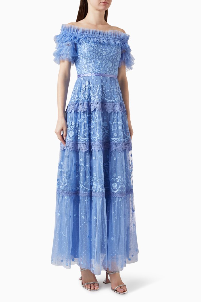 

Midsummer Lace Off-shoulder Gown, Blue