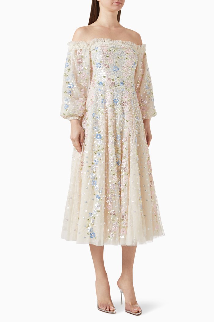 

Confetti Gloss Off-shoulder Ballerina Dress, Neutral