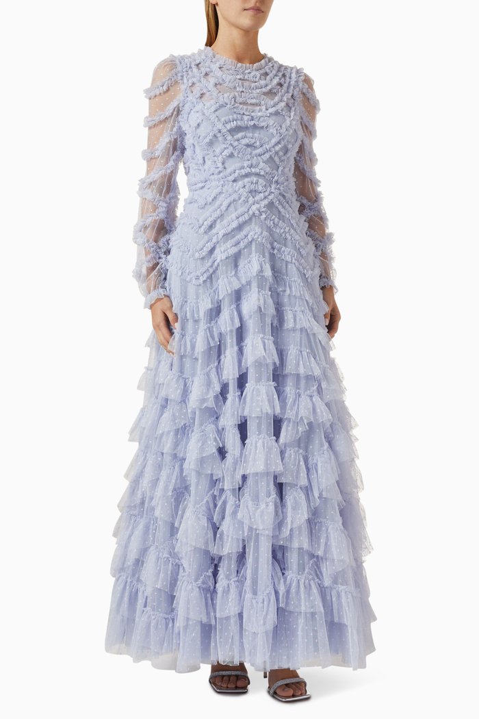 

Lana Round Neck Gown, Blue
