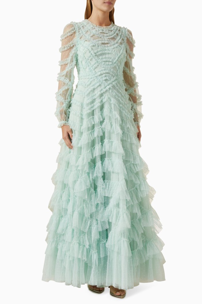 

Lana Round Neck Gown, Green