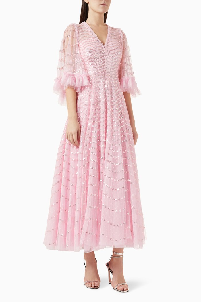 

Shimmer Wave Gloss Gown, Pink