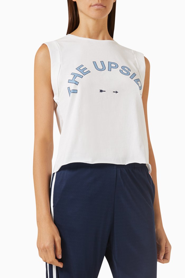 

Cropped Muscle Tank Top in Organic Cotton, White