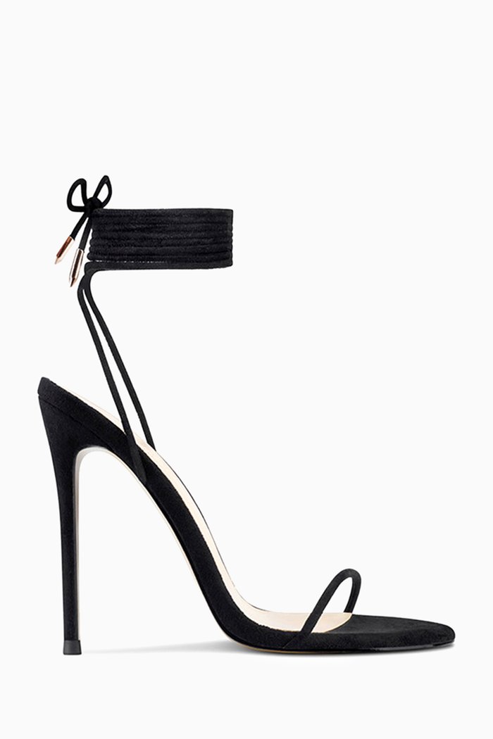 Barely There 120 Lace-up Sandals in Vegan Suede, Black