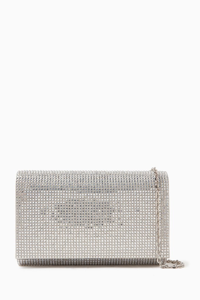 

Aida Crystal-embellished Clutch Bag in Satin, Grey