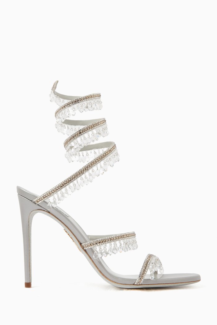 

Chandelier 105 Sandals in Satin, Silver