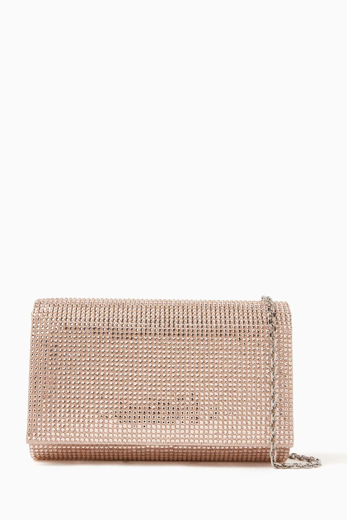 

Aida Crystal-embellished Clutch Bag in Satin, Neutral