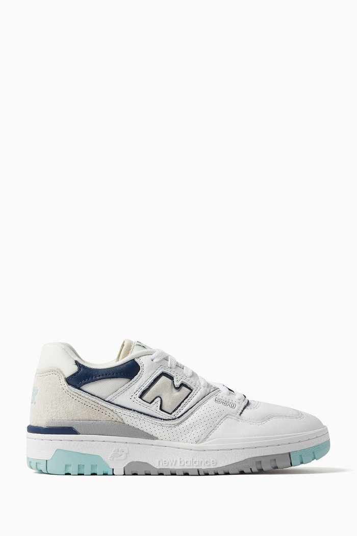 

BB550 Low Top Sneakers in Leather & Mesh, Blue