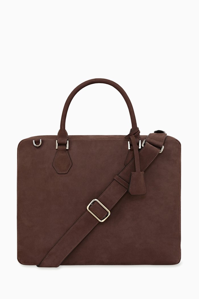

Briefcase in Nubuck Leather, Brown