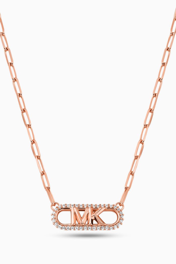 

Pavé Empire Logo Necklace in 14kt Rose Gold-plated Sterling Silver