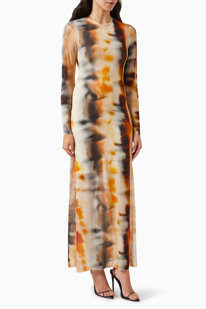 Petra Printed Dress in Mesh, Multicolour