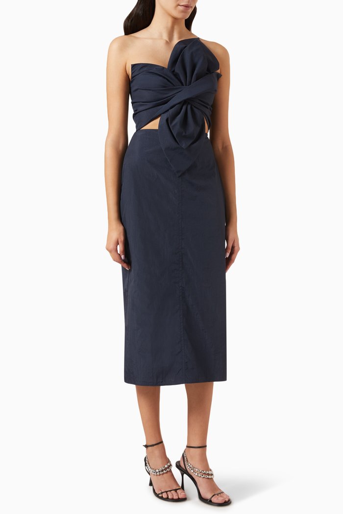 

Carmen Bow Midi Dress, Blue