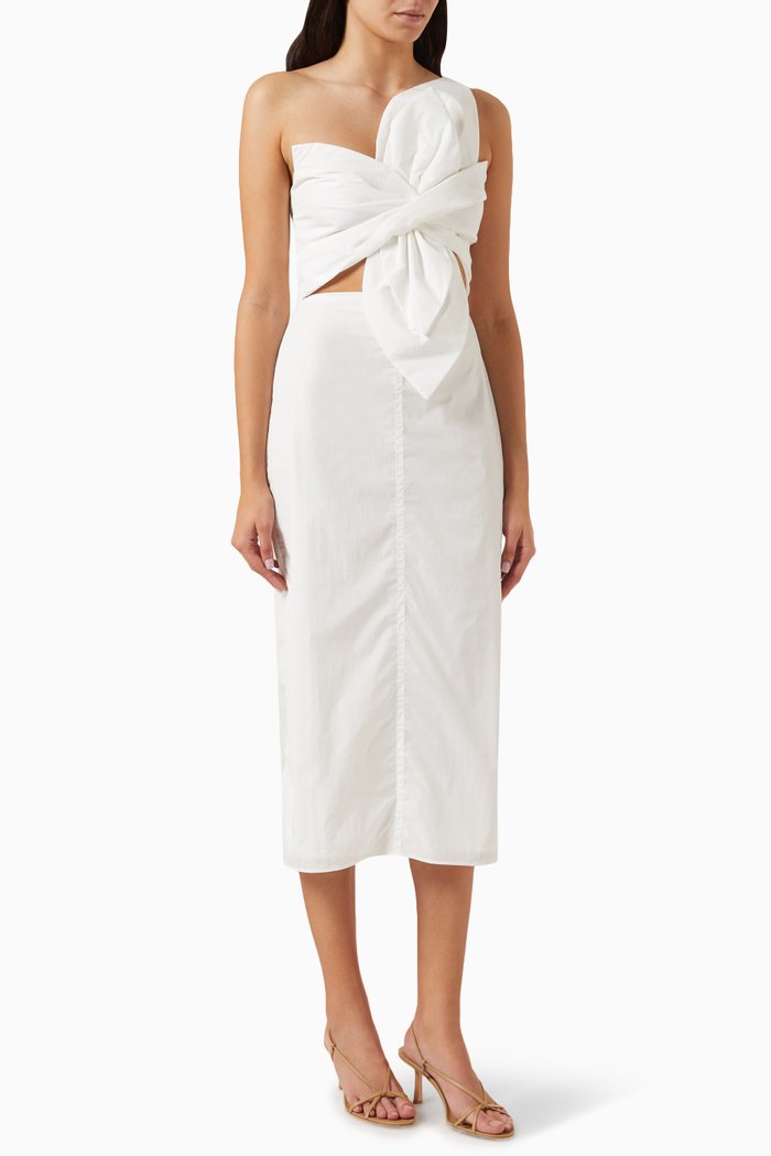 

Carmen Bow Midi Dress, White
