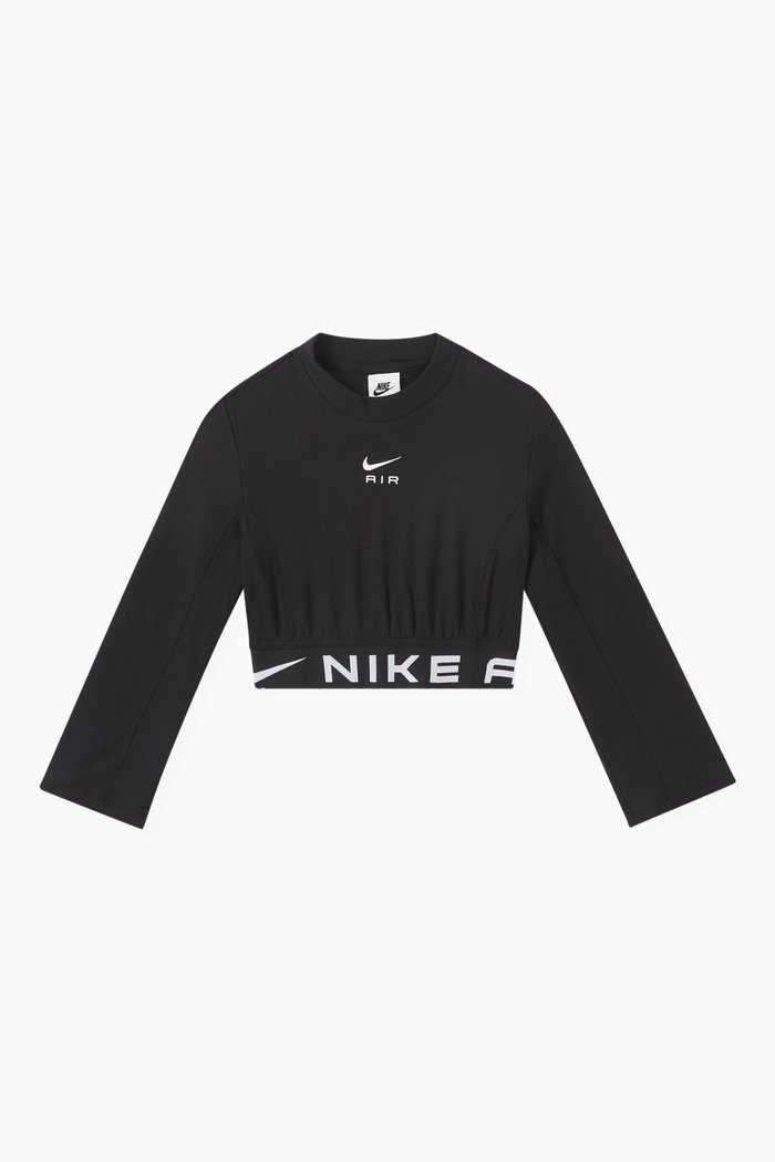 

Logo-tape Crop Top in Cotton-blend Knit, Black