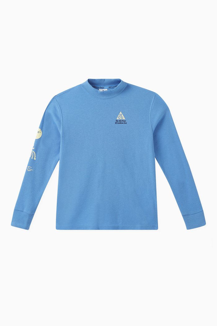Glow-in-the-dark Printed T-shirt in Cotton-blend Knit, Blue