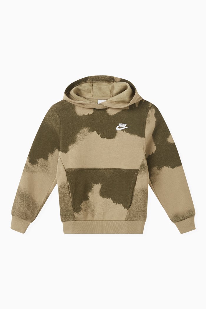 

All-over Printed Hoodie in Cotton-blend, Green