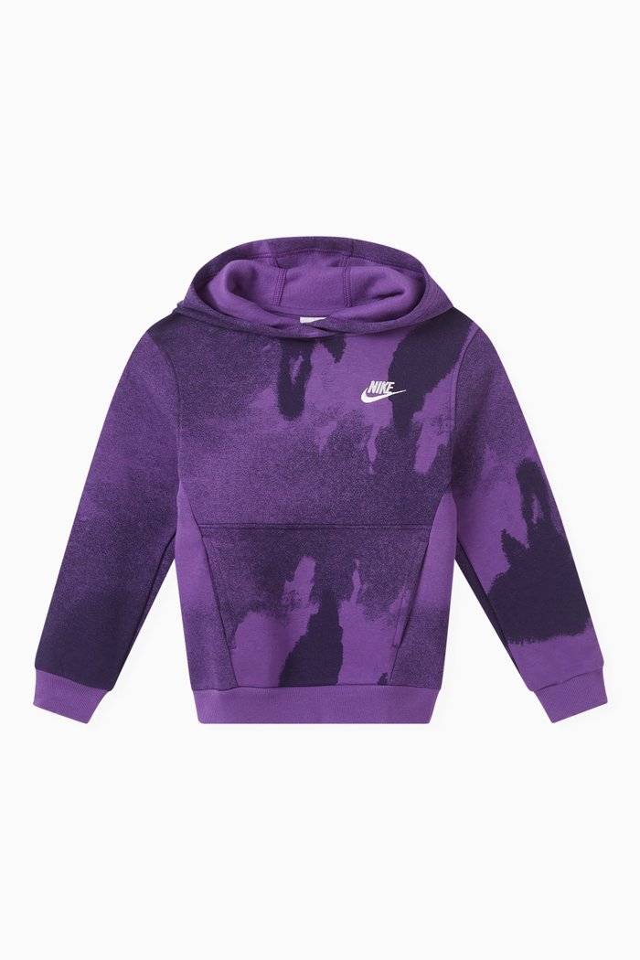 

All-over Printed Hoodie in Cotton-blend, Purple