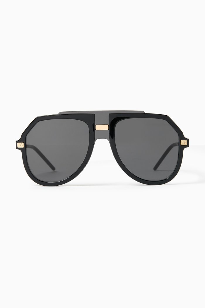 

Aviator Sunglasses in Acetate, Black
