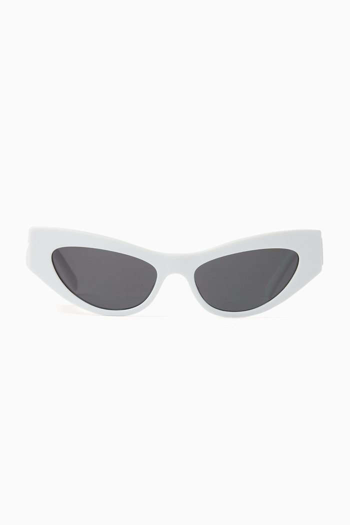 

Cat-eye Sunglasses in Acetate, White